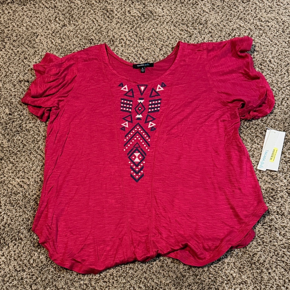 Takara Red Geometric Kids Blouse